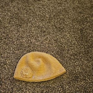 Crochet Beanie with Floral Accent